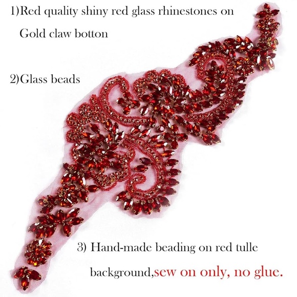 NWOT Shiny Rhinestone Pair Applique Patch for Prom Dress Belt Arts Crafts Sewing - Picture 4 of 10